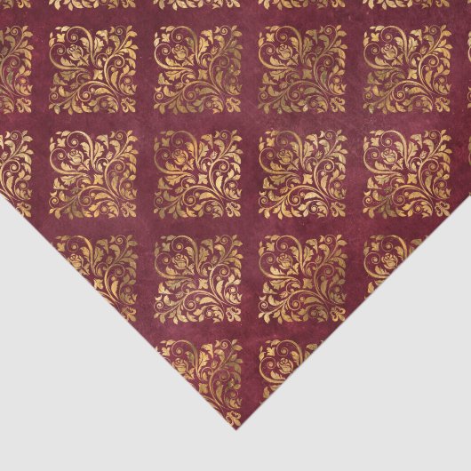 goudmaroon Damask Pattern Tissuepapier (Detail)
