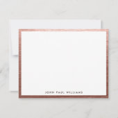 Goudmetalen in geborsteld Roos elegant stijlvol Notitiekaartje (Voorkant)