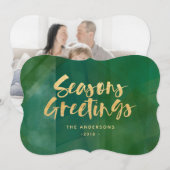 Goudmetallische smaakjes feestdagenkaart (Voorkant / Achterkant)