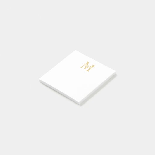 Goudmonogram en naam op maat post-it® notes (Schuin)