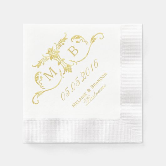 Goudmonogram gepersonaliseerd papier voor luiers servetten (Voorkant)