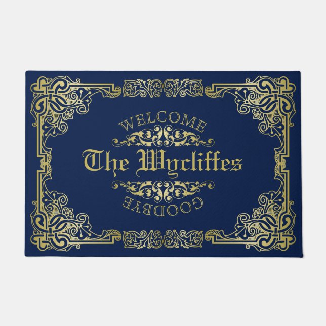  goudmonogram Kies uw achtergrondkleur Deurmat (Voorkant)