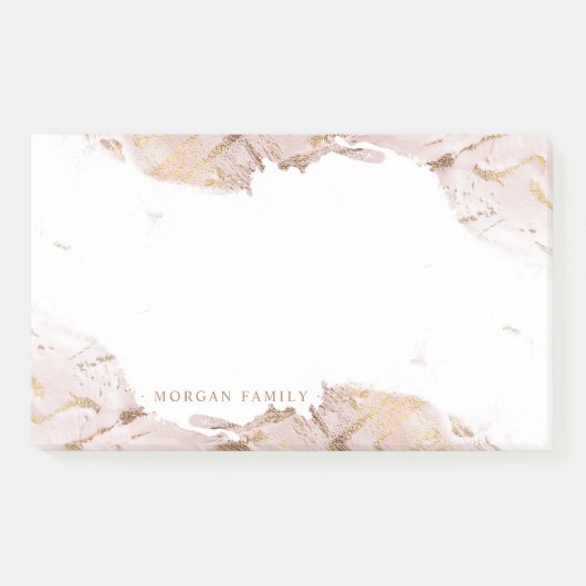 Goudmonogram van getextureerd roos post-it® notes (Voorkant)