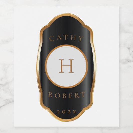 goudmonogram Wijnlabel Wijn Etiket (Enkel label)