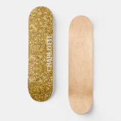 Goudmousserend glitterpatroon skateboard (Voorkant)