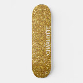 Goudmousserend glitterpatroon skateboard (Voorkant)
