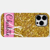 Goudmousserende glitter, oranje roze vlinder Case-Mate iPhone case (Achterkant (horizontaal))
