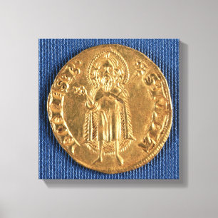 Goudmunt, met sint-janskruid uit de 16e eeuw canvas afdruk