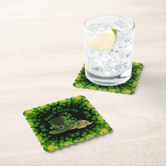 Goudmunten en shamrocks St. Patrick's Day Kartonnen Onderzetters (Insitu)