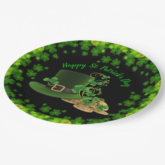 Goudmunten en shamrocks St. Patrick's Day Papieren Bordje (Gekanteld)