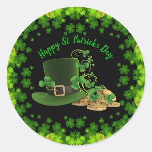 Goudmunten en shamrocks St. Patrick's Day Ronde Sticker