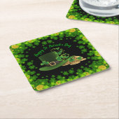 Goudmunten en shamrocks St. Patrick's Day Vierkante Kartonnen Onderzetter (Schuin)