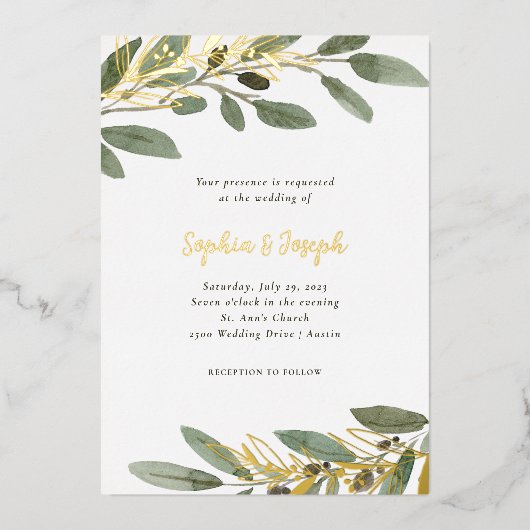 Goudolie en olievlekken | Weddenschap Folie Uitnodiging (Voorkant)