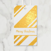 Goudolie en witte diagonale strepen Gift Labels (Voorkant)