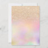 Goudombre glitter holographic girl baby shower kaart (Achterkant)