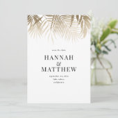 Goudpalmblad met uitzondering van de datum van het save the date (Staand voorkant)