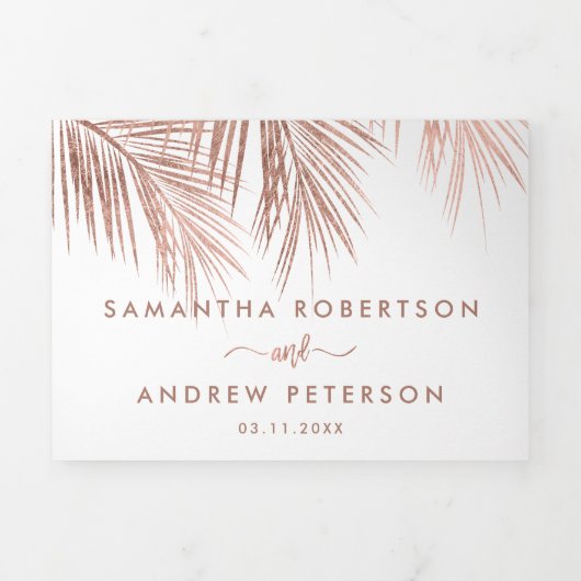 Goudpalmboom met goudmakreel van het moderne roos drieluik uitnodiging (Cover)