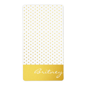 goudpolka-stippen en -monogram - aangepast etiket