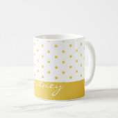 goudpolka-stippen en -monogram - aangepast koffiemok (Voorkant rechts)