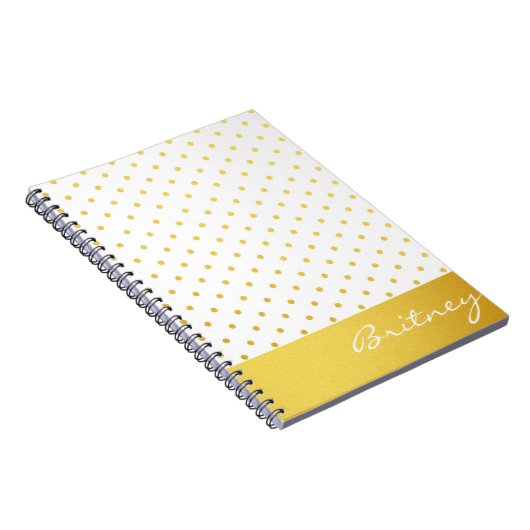 goudpolka-stippen en -monogram - aangepast notitieboek (Rechterzijde)