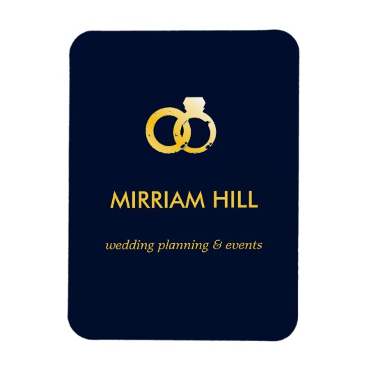 Goudringen donkerblauwe trouwplanner magneet (Verticaal)