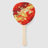 Goudrood Traditionele Japanse Bloemensakura Handwaaier (Voorkant)