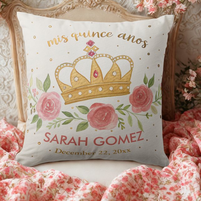 Goudroze elegante Quinceanera Kussen (Creator heeft geüpload)