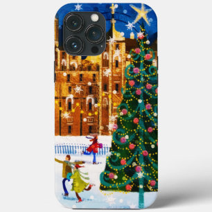goudroze kerstwinter-ijsschaatsen  iPhone 13 pro max hoesje