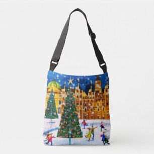 goudroze kerstwinter-ijsschaatsen crossbody tas