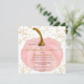 Goudroze pompoen waterverf lunchea kaart (Staand voorkant)