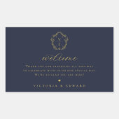 goudrust Monogram bruiloft Welkome marine Rechthoekige Sticker (Voorkant)