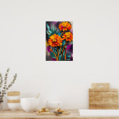 goudsbloem Abstracte kunst bloemig kleurrijk Poster (Keuken)
