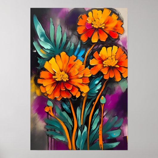 goudsbloem Abstracte kunst bloemig kleurrijk Poster (Voorkant)