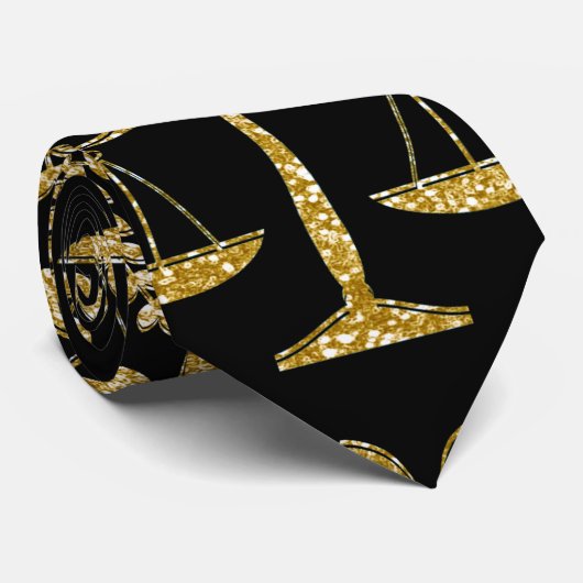 Goudschalen voor gerechtigheid Herhaal patroon Stropdas (Opgerold)