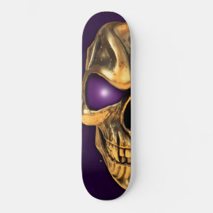 Goudschedel met gloeiende paarse ogen skateboard