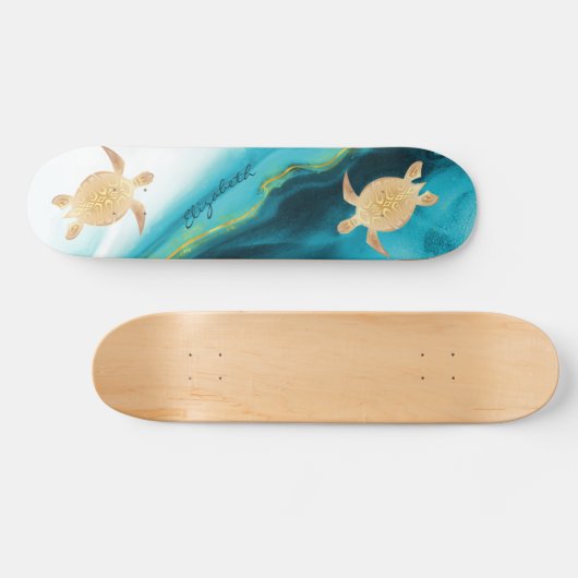 Goudschildpad - Monogram Waterverf Skateboard (Horizontaal)