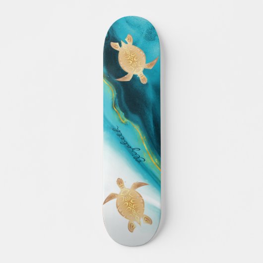 Goudschildpad - Monogram Waterverf Skateboard (Voorkant)