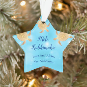 goudschildpadden Mele Kalikimaka Hawaiian Kerstmis Ornament
