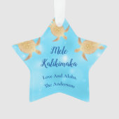 goudschildpadden Mele Kalikimaka Hawaiian Kerstmis Ornament (voorkant)