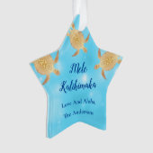 goudschildpadden Mele Kalikimaka Hawaiian Kerstmis Ornament (voorkant)
