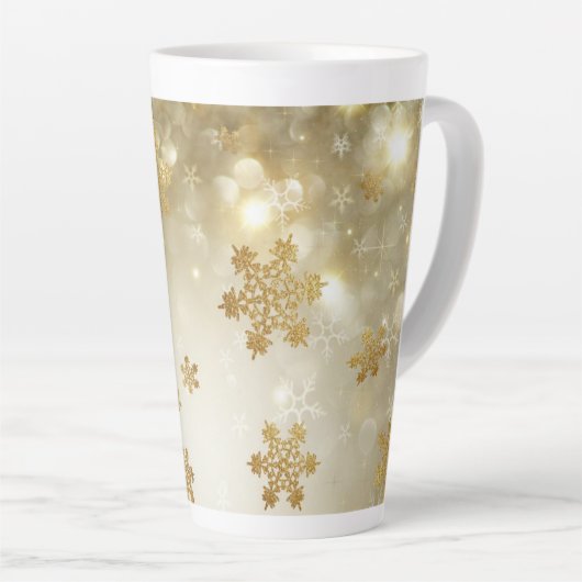 goudsneeuwvlokken latte mok (Rechterhoek)