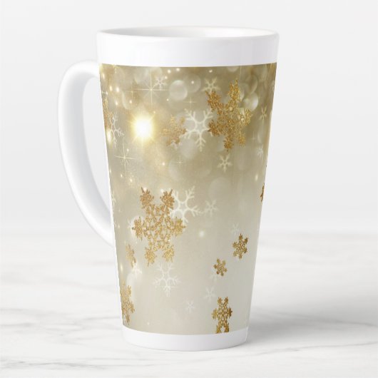 goudsneeuwvlokken latte mok (Linkerhoek)