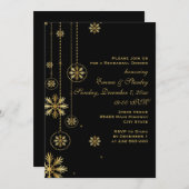 Goudsneeuwvlokken Zwarte trouwrepetitie diner Kaart (Voorkant / Achterkant)