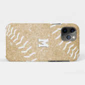 goudsoftball voor meisjes met een monogrammus Case-Mate iPhone case (Achterkant (horizontaal))