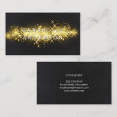 Goudsparkle | Zwart leder Visitekaartje (Voorkant / Achterkant)