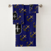 Goudsparren Anchor Patroon Monogram Bad Handdoek (Insitu)