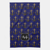 Goudsparren Anchor Patroon Monogram Theedoek (Verticaal)