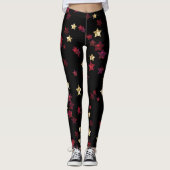 Goudsterren, goud, zwart, rood, elegant, glitter leggings (Voorkant)