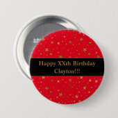 Goudsterren met bericht op de rode Button van de g (Voorkant /achterkant)