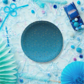 Goudsterren op blauw. papieren bordje (Feest)